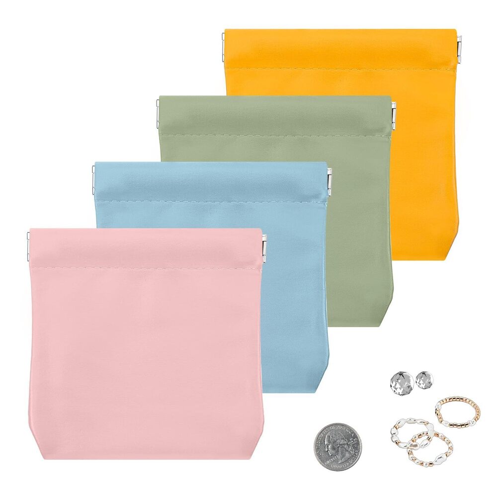 7183 4Pcs Small Coin Pouch PU Leather Mini Coin Purse Set for Coins